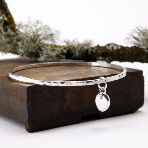 molten silver square textured bangle