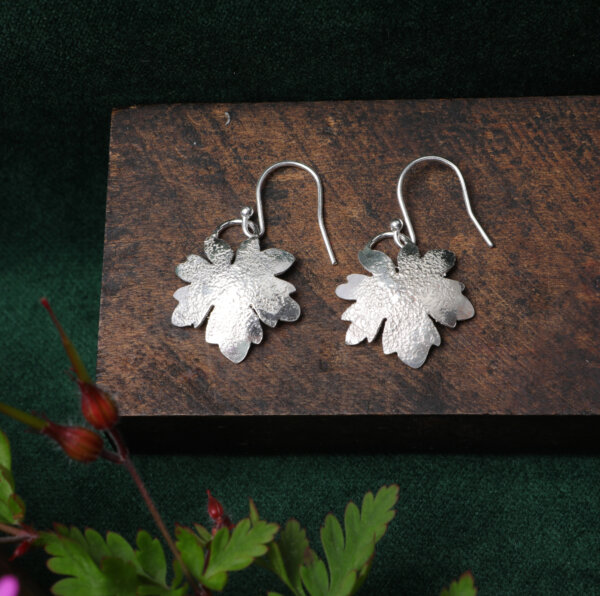 Geranium leaf drop earrings