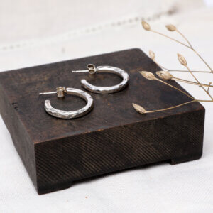 Hammered Large round 3/4 hoop earrings