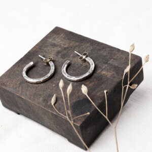 Hammered Large round 3/4 hoop earrings