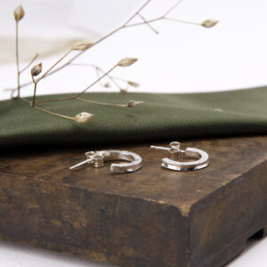 Small round hammered hoop earrings