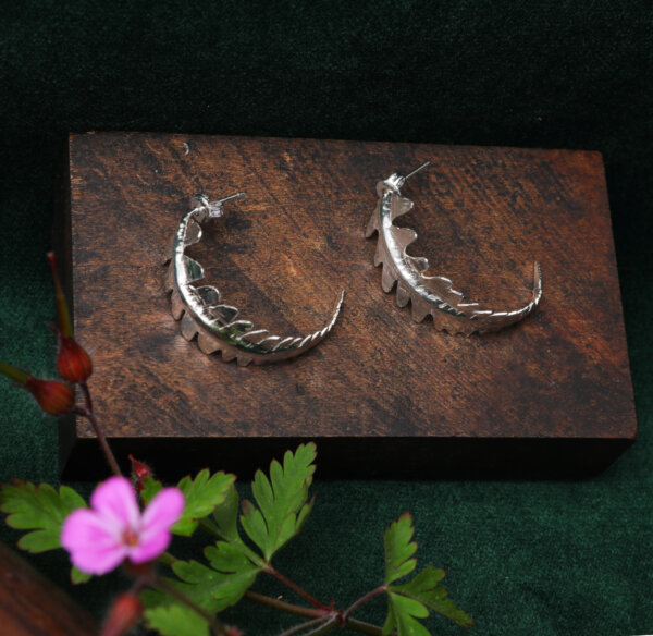 Large fern 3/4 hoops earrings