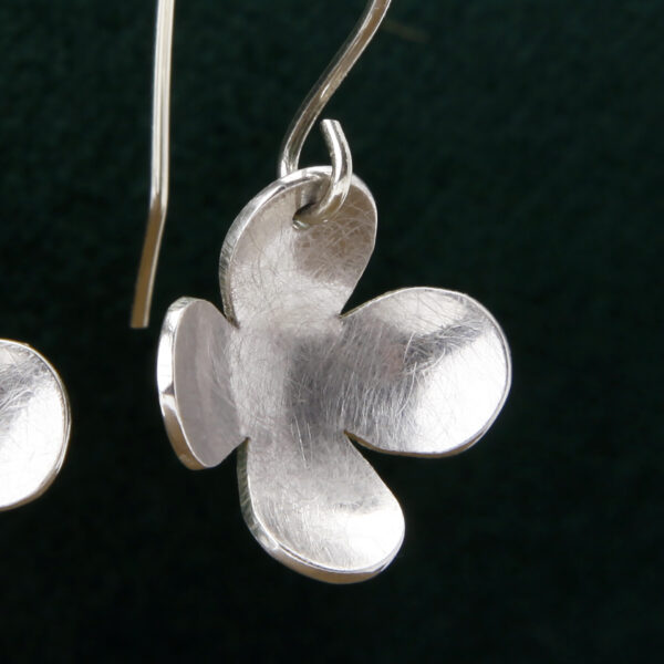 contemporary matt satin flower earrings in sterling silver