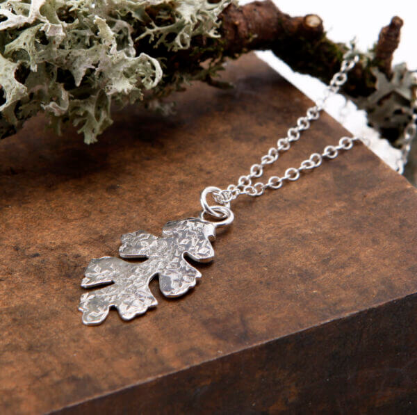 Lichen textured silver necklace