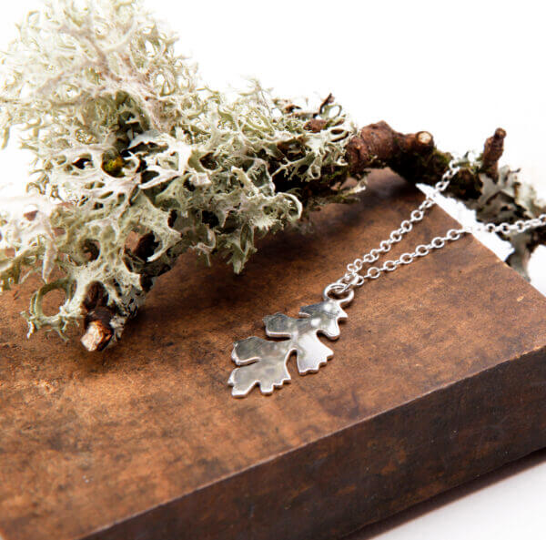 polished silver lichen pendant