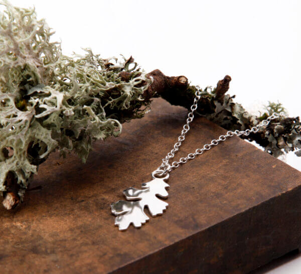 polished silver lichen pendant