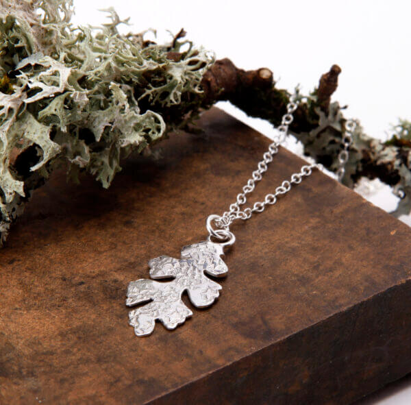 Lichen textured silver necklace