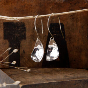 Silver spoon curved drop earrings