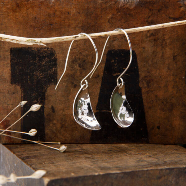 silver spoon drop earrings