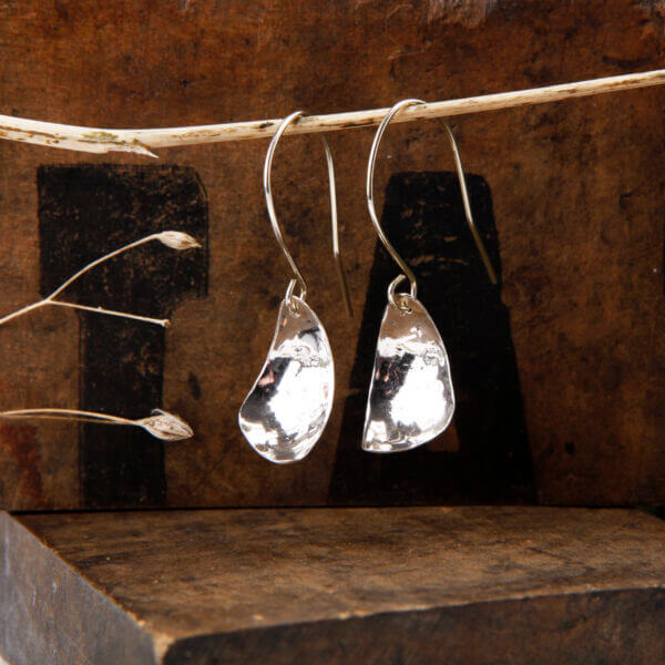 silver spoon drop earrings