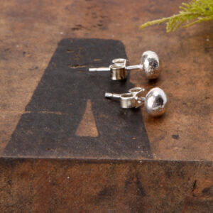 Molten silver stud earrings