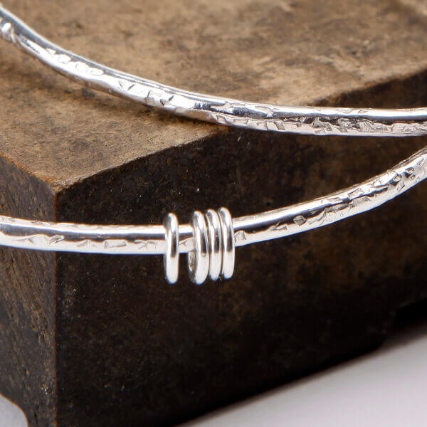 textured sterling silver bangle silver rings