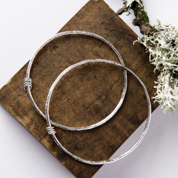 textured sterling silver bangle silver rings