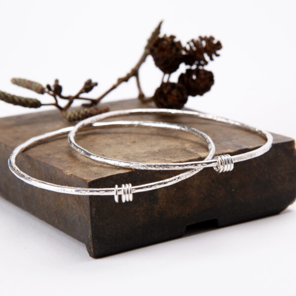 textured sterling silver bangle silver rings