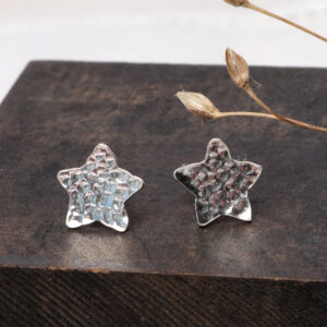 Hammered finish star stud earrings