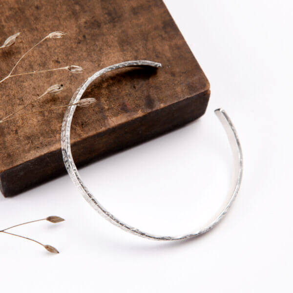 textured sterling silver bangle