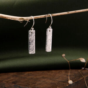 Textured silver drop earrings