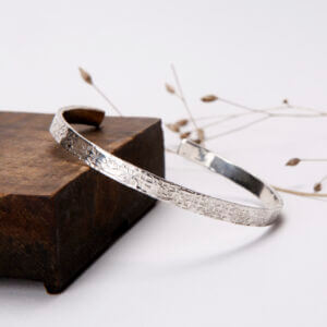 Textured silver cuff bangle