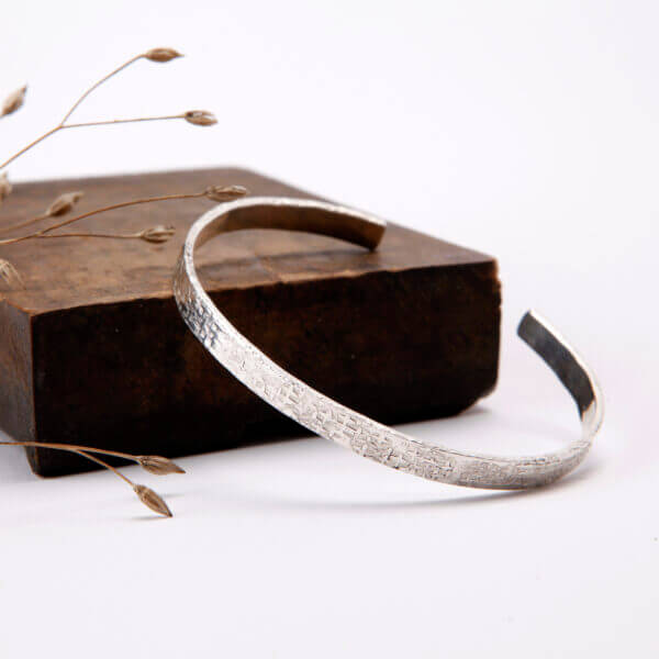 textured sterling silver bangle