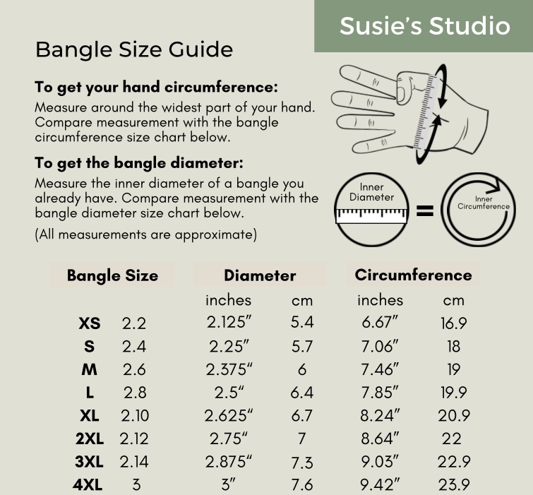 Susie Studio bangle size guide